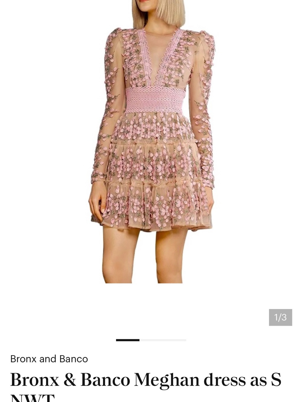 Bronx and Banco Pink Floral Appliqué Mini Skirt Dress